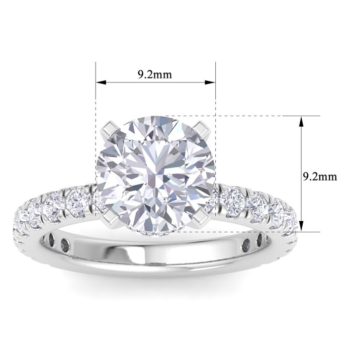 4 Carat Round Lab Grown Diamond Hidden Halo Engagement Ring In 14K White Gold