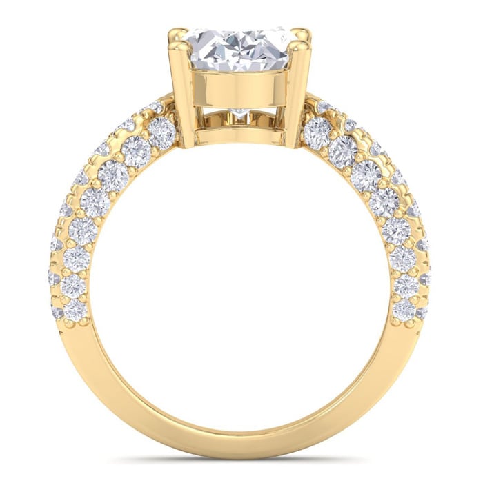 4 Carat Oval Shape Lab Grown Diamond Curved Engagement Ring In 14K Yellow Gold