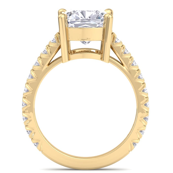 5 Carat Cushion Cut Lab Grown Diamond Classic Engagement Ring In 14K Yellow Gold