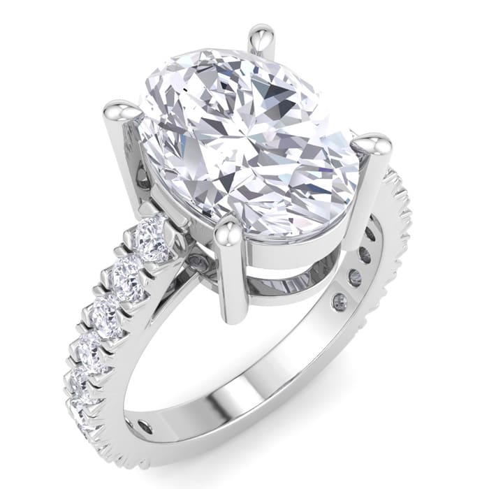 5 Carat Oval Shape Lab Grown Diamond Classic Engagement Ring In 14K White Gold