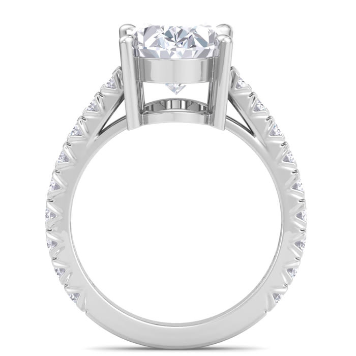5 Carat Oval Shape Lab Grown Diamond Classic Engagement Ring In 14K White Gold