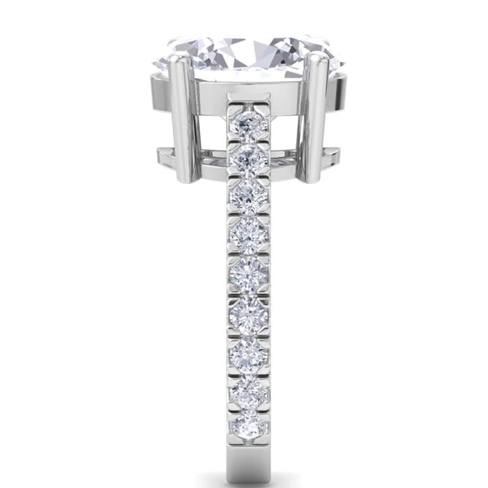 5 Carat Oval Shape Lab Grown Diamond Classic Engagement Ring In 14K White Gold