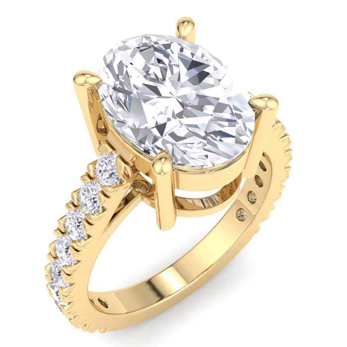 5 Carat Oval Shape Lab Grown Diamond Classic Engagement Ring In 14K Yellow Gold