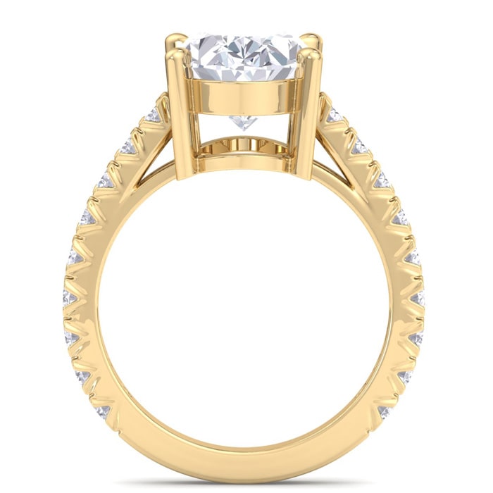 5 Carat Oval Shape Lab Grown Diamond Classic Engagement Ring In 14K Yellow Gold