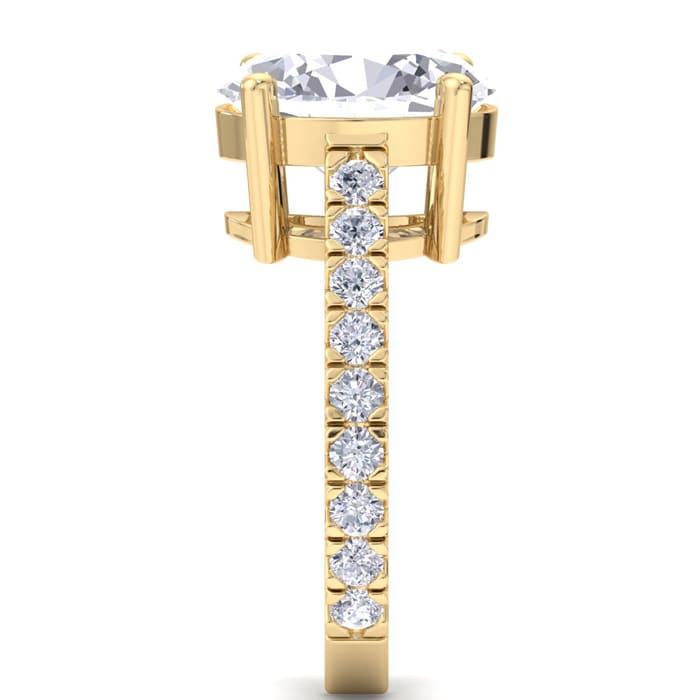 5 Carat Oval Shape Lab Grown Diamond Classic Engagement Ring In 14K Yellow Gold