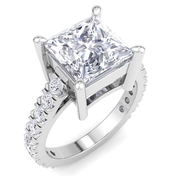 5 Carat Princess Cut Lab Grown Diamond Classic Engagement Ring In 14K White Gold
