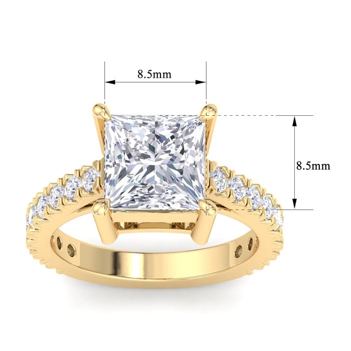 5 Carat Princess Cut Lab Grown Diamond Classic Engagement Ring In 14K Yellow Gold