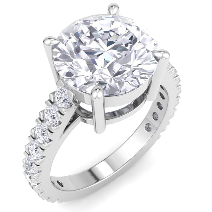 5 Carat Round Lab Grown Diamond Classic Engagement Ring In 14K White Gold