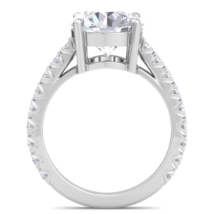 5 Carat Round Lab Grown Diamond Classic Engagement Ring In 14K White Gold