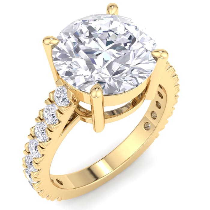 5 Carat Round Lab Grown Diamond Classic Engagement Ring In 14K Yellow Gold