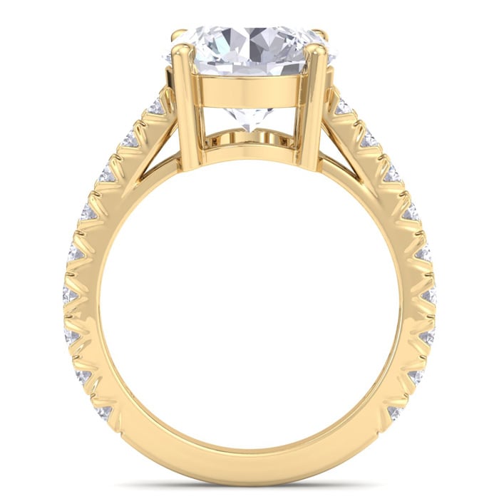 5 Carat Round Lab Grown Diamond Classic Engagement Ring In 14K Yellow Gold