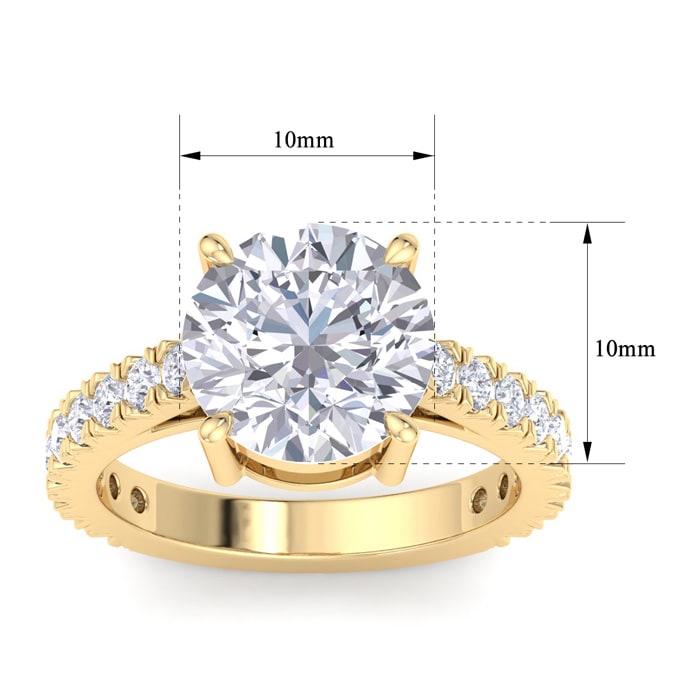 5 Carat Round Lab Grown Diamond Classic Engagement Ring In 14K Yellow Gold