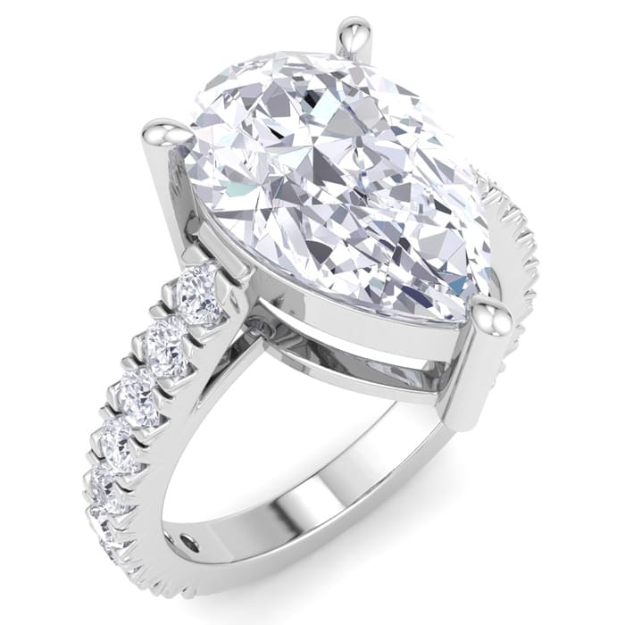 5 Carat Pear Shape Lab Grown Diamond Classic Engagement Ring In 14K White Gold