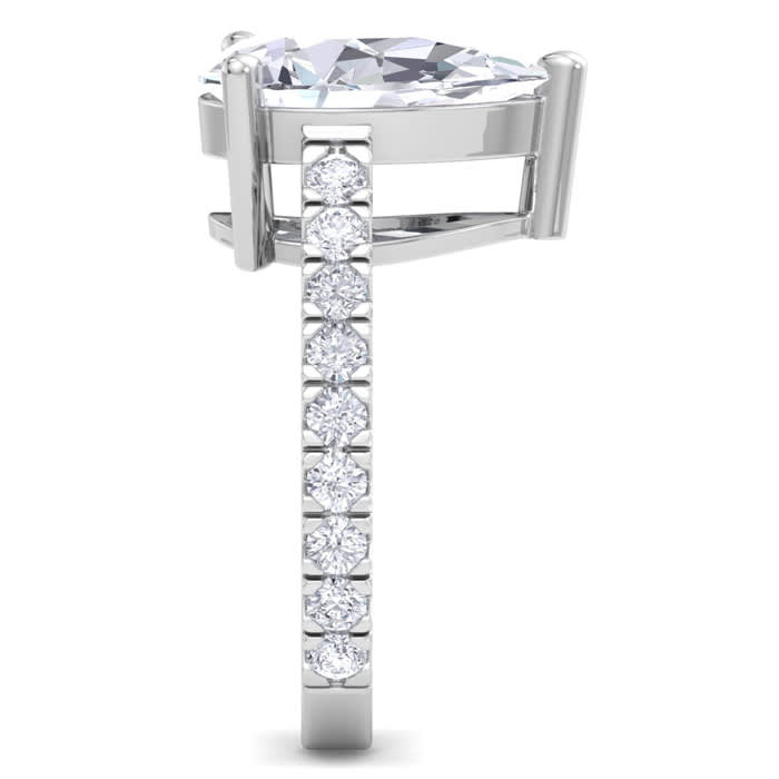 5 Carat Pear Shape Lab Grown Diamond Classic Engagement Ring In 14K White Gold