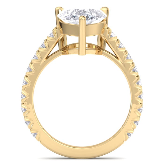5 Carat Pear Shape Lab Grown Diamond Classic Engagement Ring In 14K Yellow Gold