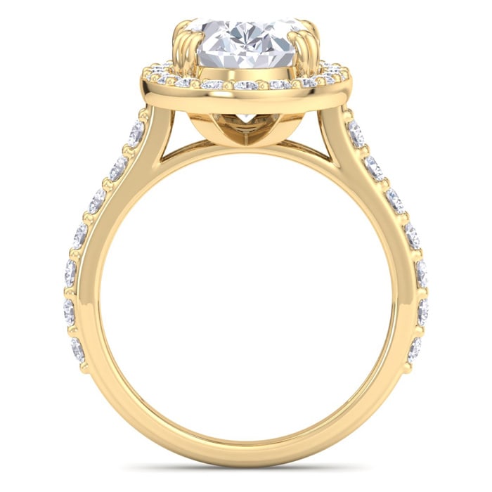 5 Carat Oval Shape Lab Grown Diamond Halo Engagement Ring In 14K Yellow Gold