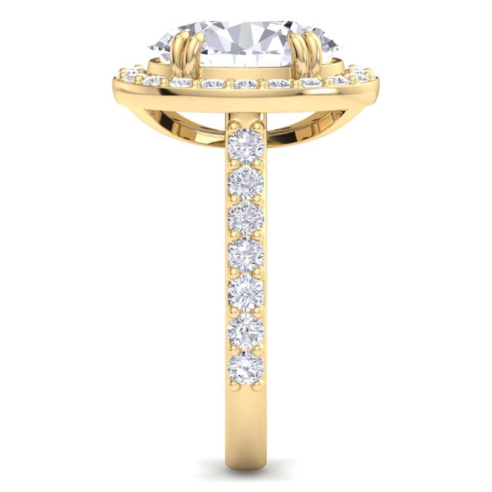 5 Carat Oval Shape Lab Grown Diamond Halo Engagement Ring In 14K Yellow Gold