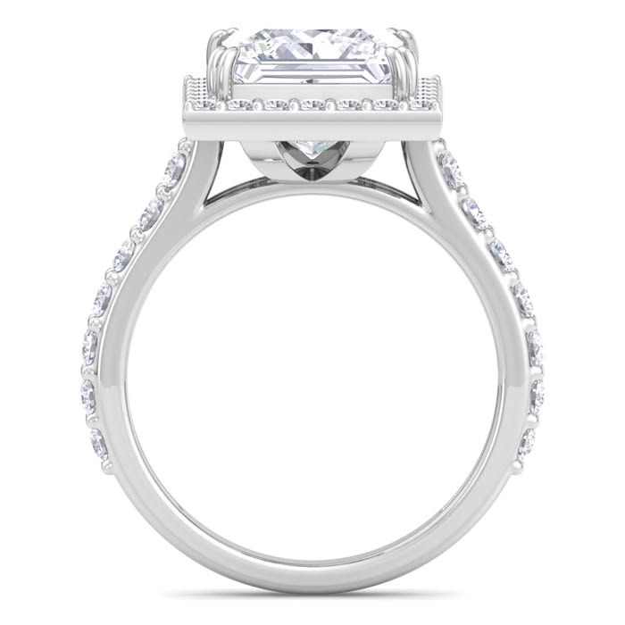 5 Carat Princess Cut Lab Grown Diamond Halo Engagement Ring In 14K White Gold