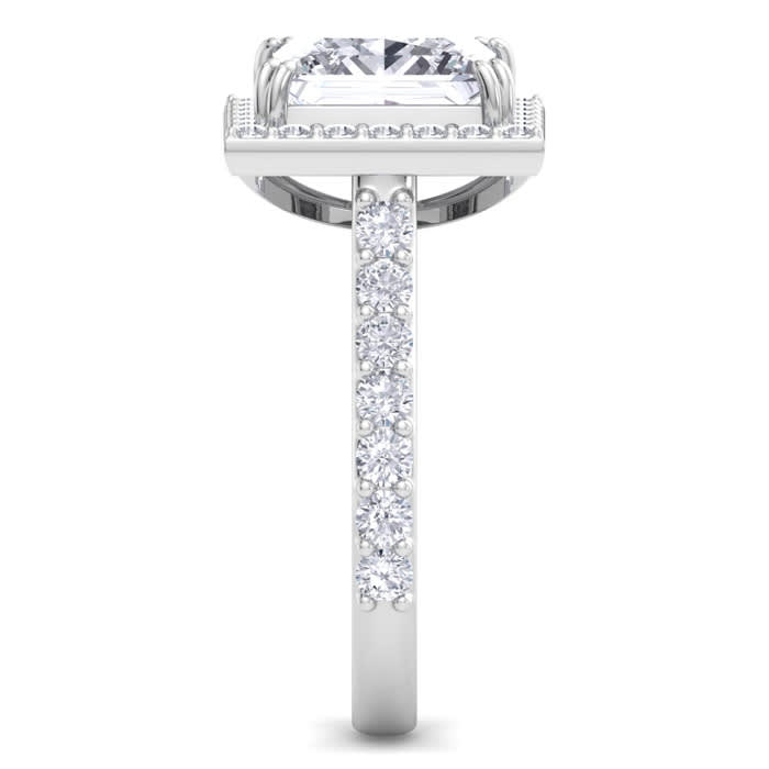 5 Carat Princess Cut Lab Grown Diamond Halo Engagement Ring In 14K White Gold