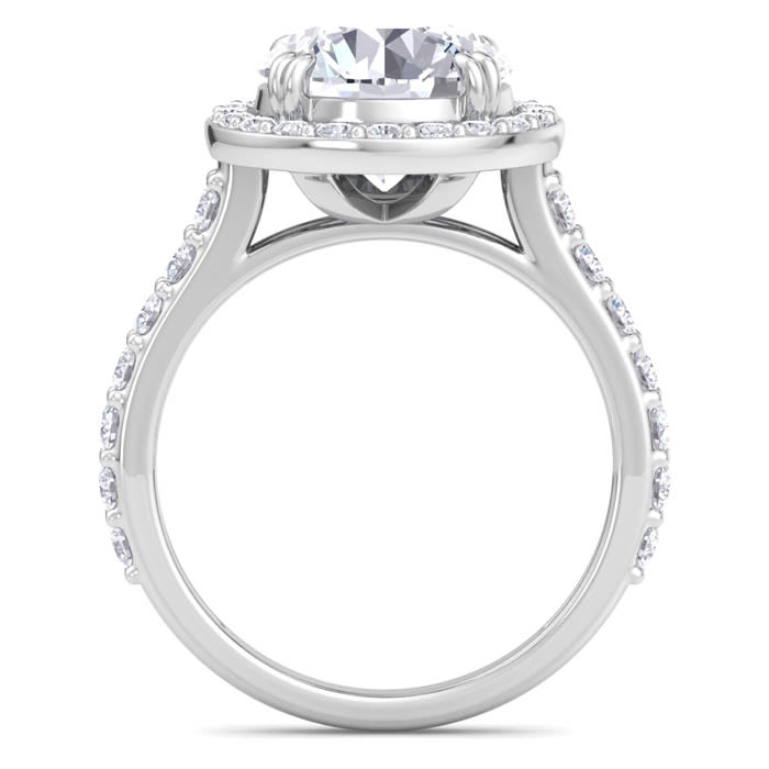 5 Carat Round Lab Grown Diamond Halo Engagement Ring In 14K White Gold