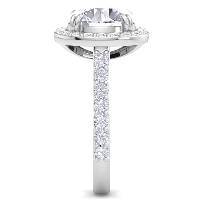 5 Carat Round Lab Grown Diamond Halo Engagement Ring In 14K White Gold