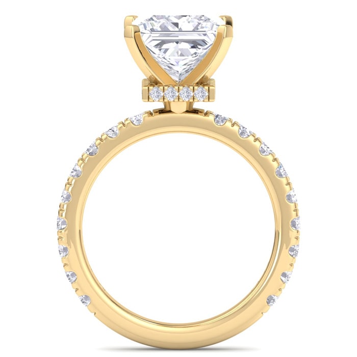 5 Carat Princess Cut Lab Grown Diamond Hidden Halo Engagement Ring In 14K Yellow Gold