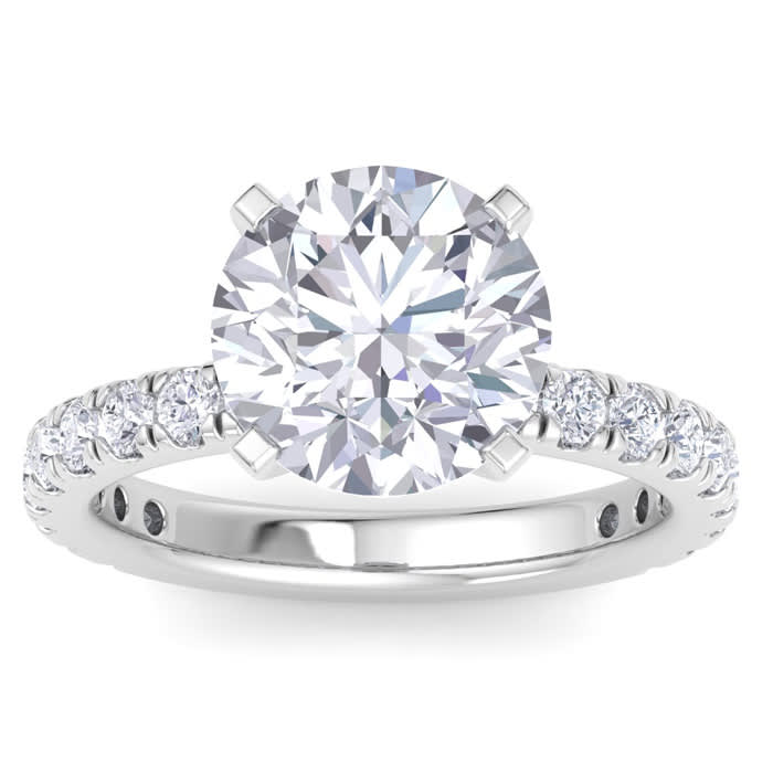 5 Carat Round Lab Grown Diamond Hidden Halo Engagement Ring In 14K White Gold