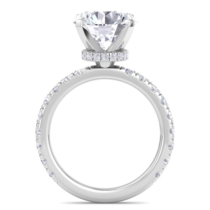 5 Carat Round Lab Grown Diamond Hidden Halo Engagement Ring In 14K White Gold