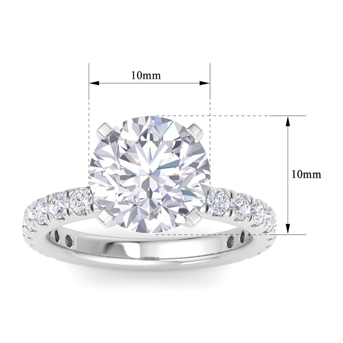 5 Carat Round Lab Grown Diamond Hidden Halo Engagement Ring In 14K White Gold