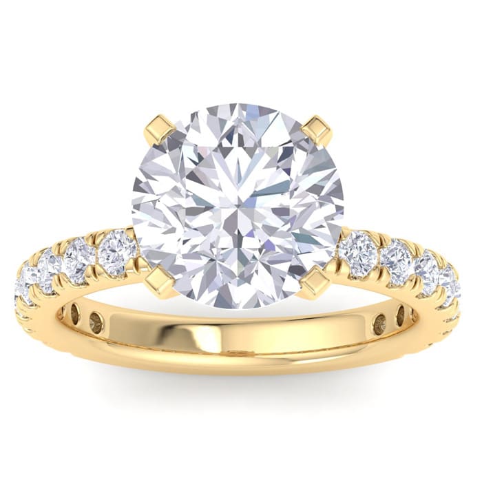 5 Carat Round Lab Grown Diamond Hidden Halo Engagement Ring In 14K Yellow Gold