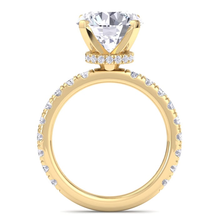 5 Carat Round Lab Grown Diamond Hidden Halo Engagement Ring In 14K Yellow Gold