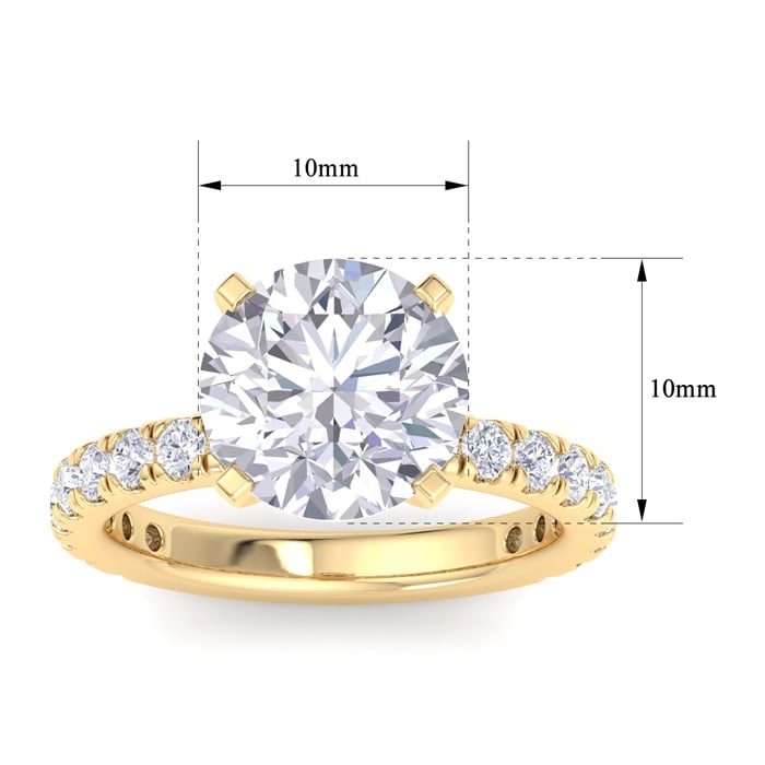 5 Carat Round Lab Grown Diamond Hidden Halo Engagement Ring In 14K Yellow Gold