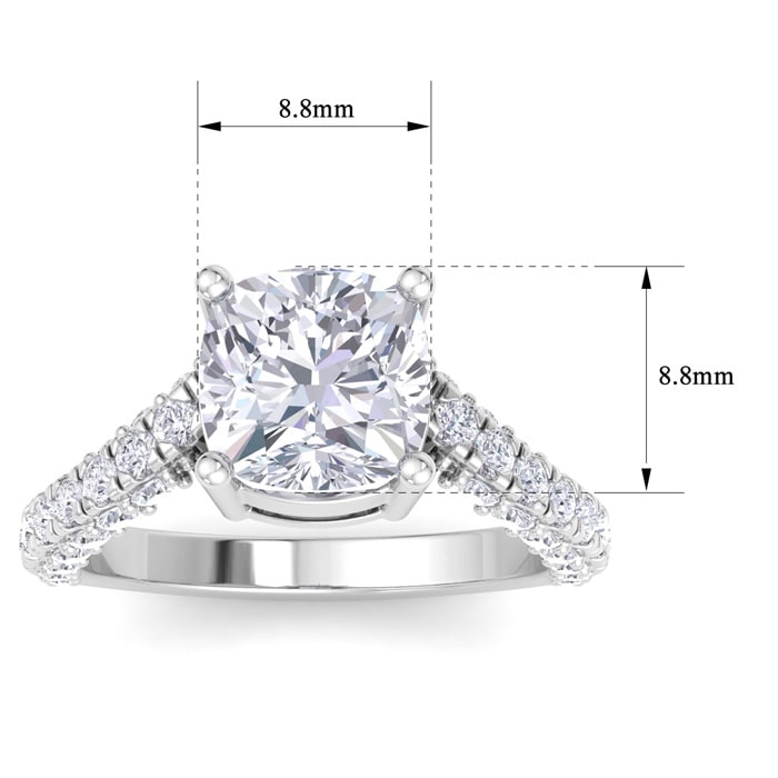 5 Carat Cushion Cut Lab Grown Diamond Curved Engagement Ring In 14K White Gold