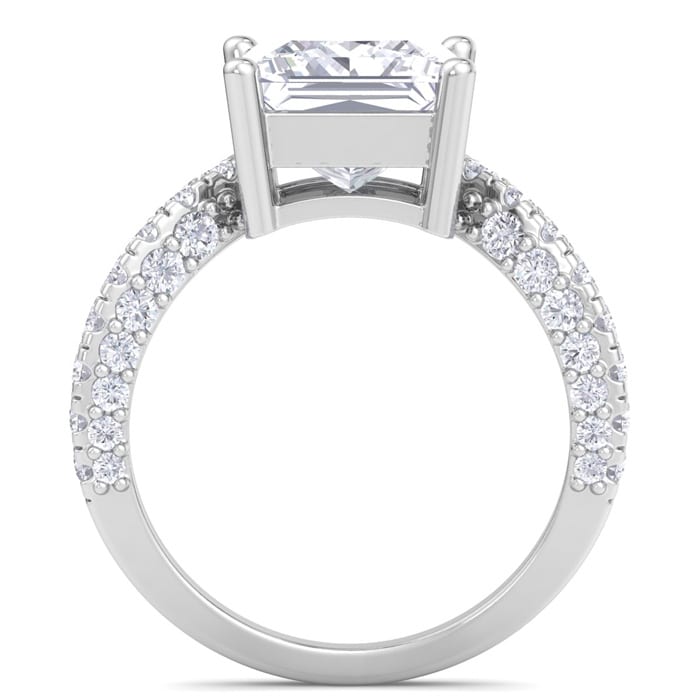 5 Carat Princess Cut Lab Grown Diamond Curved Engagement Ring In 14K White Gold