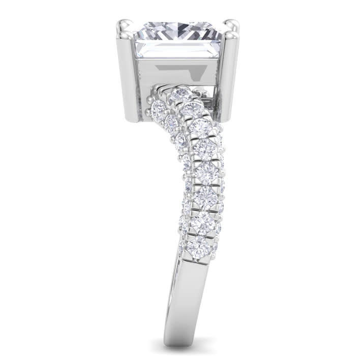 5 Carat Princess Cut Lab Grown Diamond Curved Engagement Ring In 14K White Gold