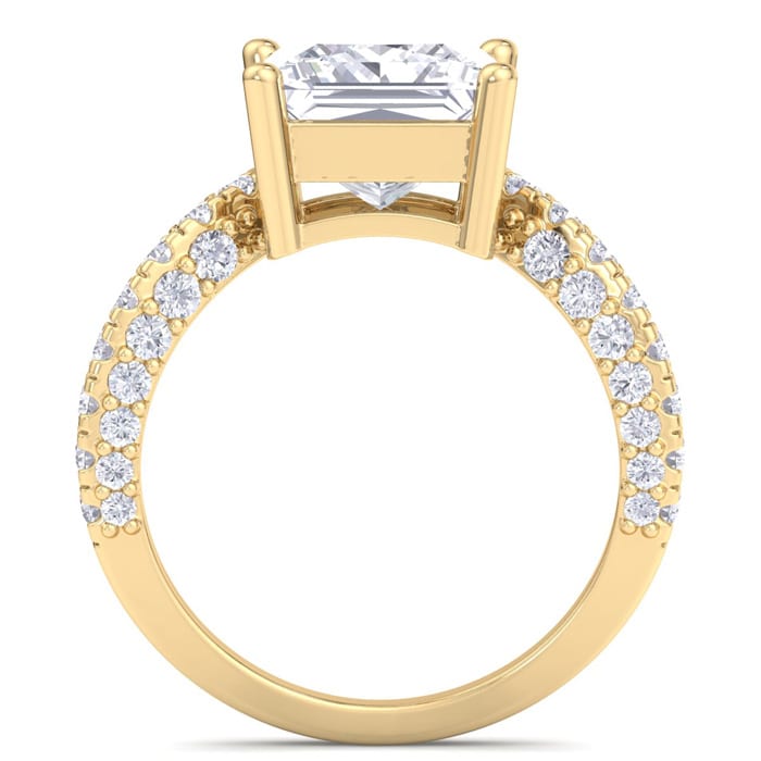 5 Carat Princess Cut Lab Grown Diamond Curved Engagement Ring In 14K Yellow Gold