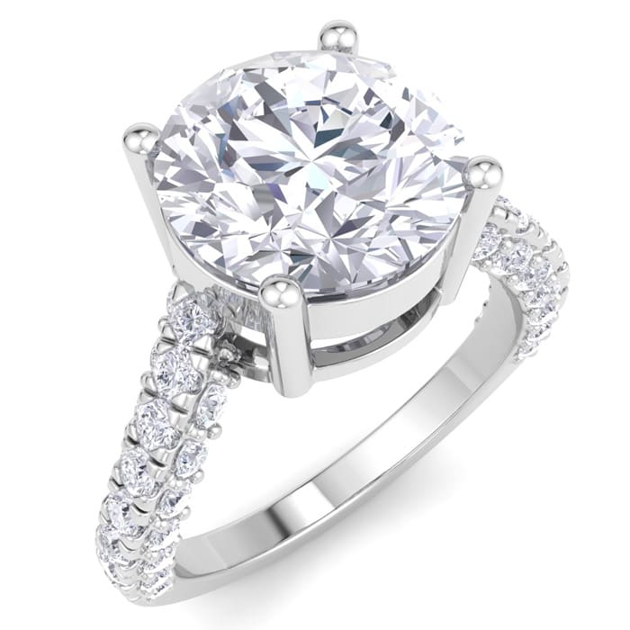 5 Carat Round Lab Grown Diamond Curved Engagement Ring In 14K White Gold
