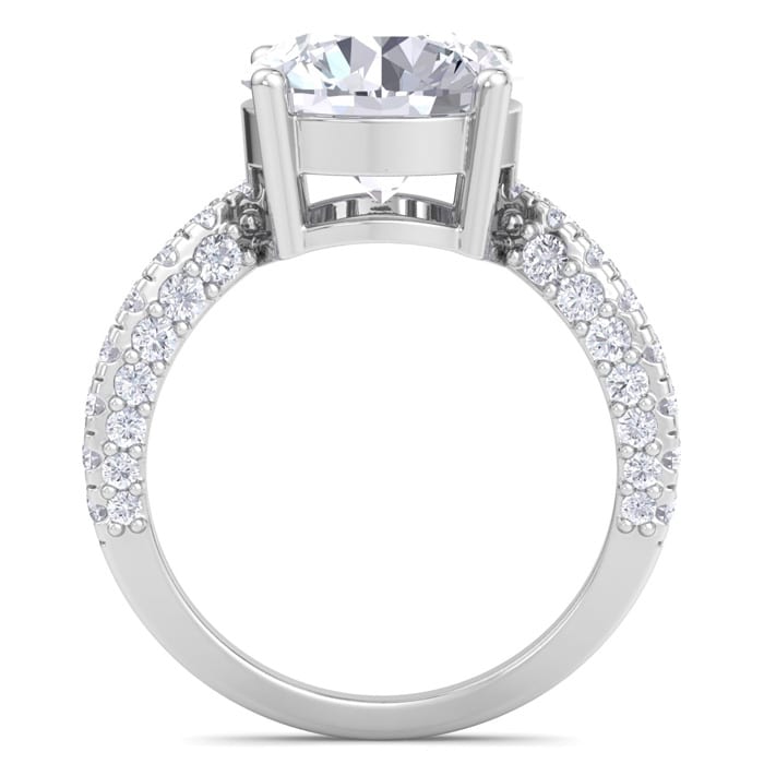 5 Carat Round Lab Grown Diamond Curved Engagement Ring In 14K White Gold