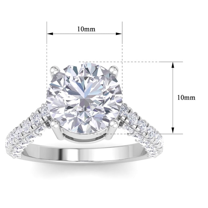 5 Carat Round Lab Grown Diamond Curved Engagement Ring In 14K White Gold