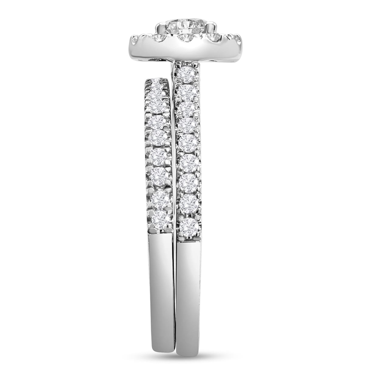 1.40 Carat Lab Grown Diamond Halo Bridal Set In 14K White Gold
