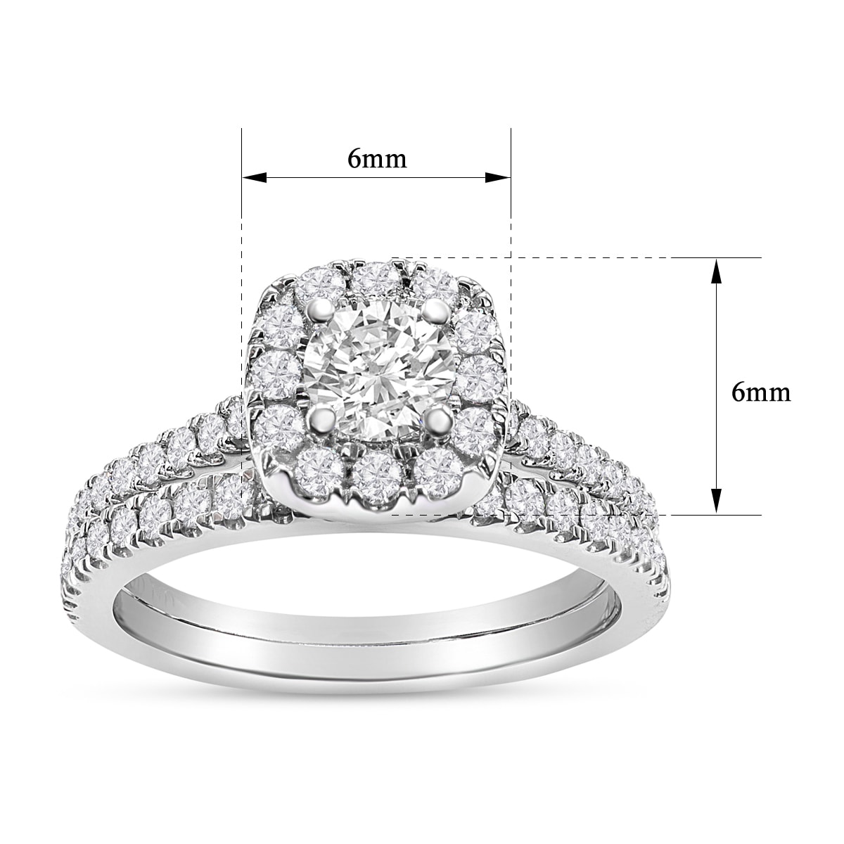 1.40 Carat Lab Grown Diamond Halo Bridal Set In 14K White Gold