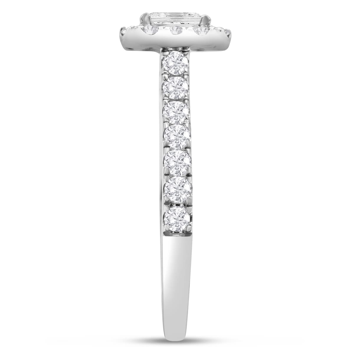 1.40 Carat Emerald Cut Lab Grown Diamond Halo Bridal Set In 14K White Gold