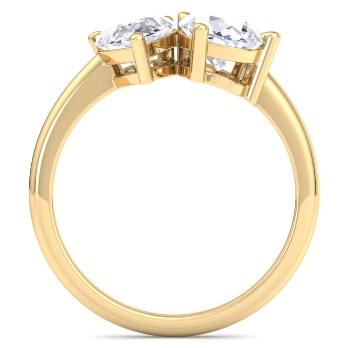 2 Carat Lab Grown Diamond Two Stone Engagement Ring, Pear-Pear, In 14K Yellow Gold