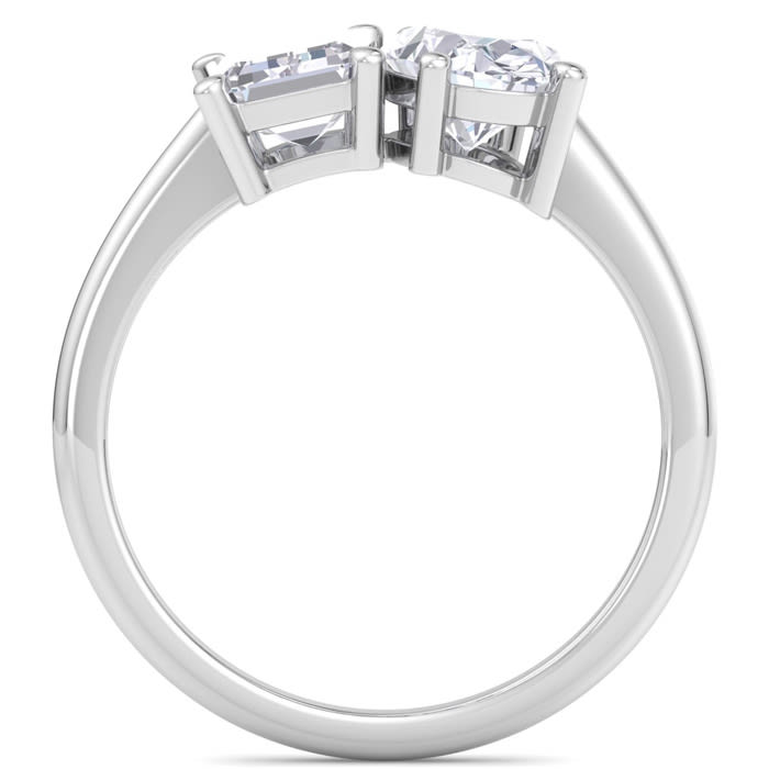 2 Carat Lab Grown Diamond Two Stone Engagement Ring, Emerald-Oval, In 14K White Gold