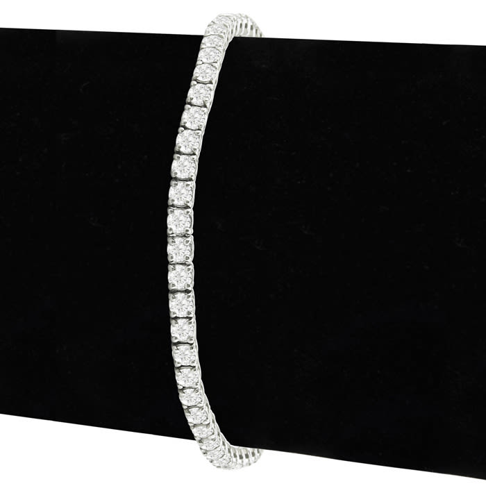 6 1/2 Carat Lab Grown Diamond Tennis Bracelet In 14 Karat White Gold, 6 1/2 Inches
