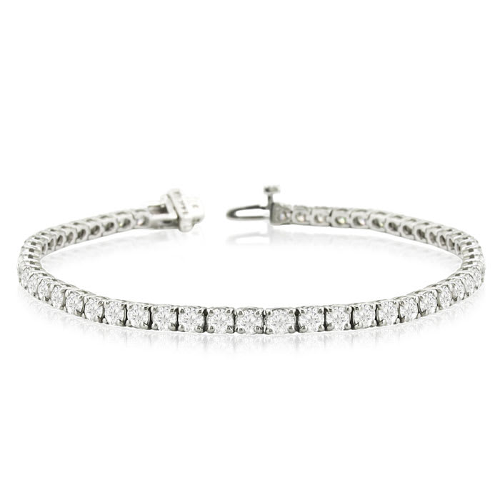 7 1/2 Carat Lab Grown Diamond Tennis Bracelet In 14 Karat White Gold, 7 1/2 Inches
