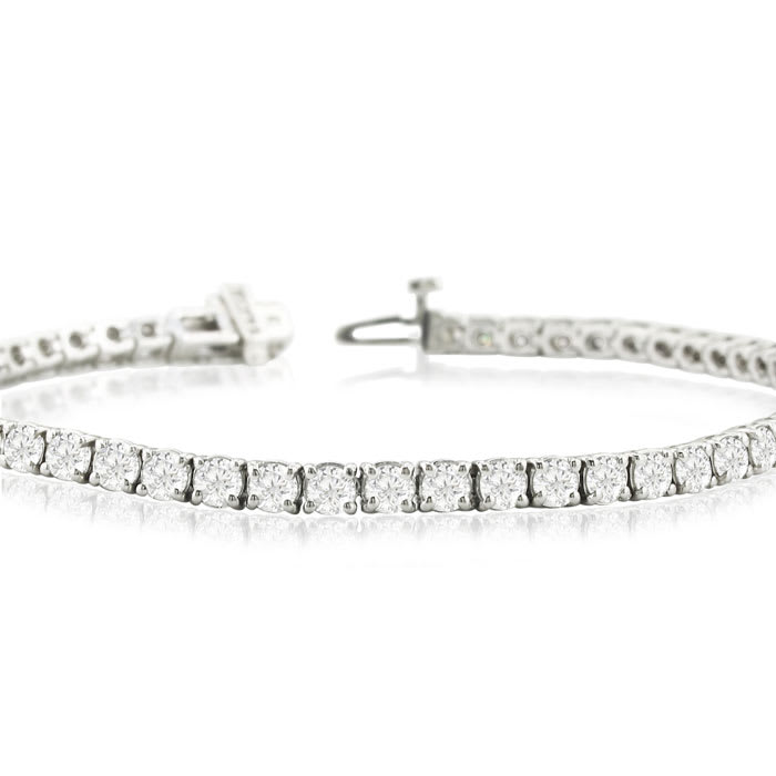 7 1/2 Carat Lab Grown Diamond Tennis Bracelet In 14 Karat White Gold, 7 1/2 Inches