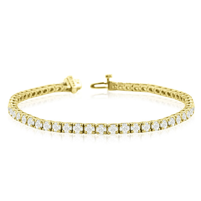 9 Carat Lab Grown Diamond Tennis Bracelet In 14 Karat Yellow Gold, 9 Inches