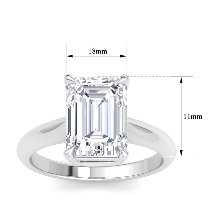 5 Carat Emerald Cut Lab Grown Diamond Solitaire Engagement Ring In 14K White Gold