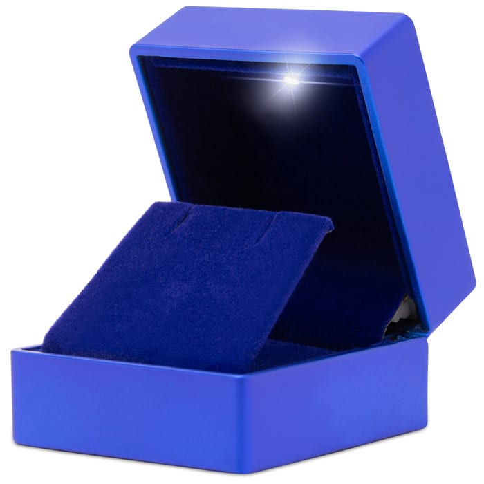 Earrings Jewelry Box With Light and Blue Velvet Interior